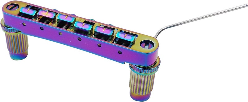 guyker Guitar Saddle Bridge - Tune-O-Matic Bridges with Studs Replacement for LP EPI 6 String Electric Guitar (GM003, Rainbow Chameleon) - Image 1